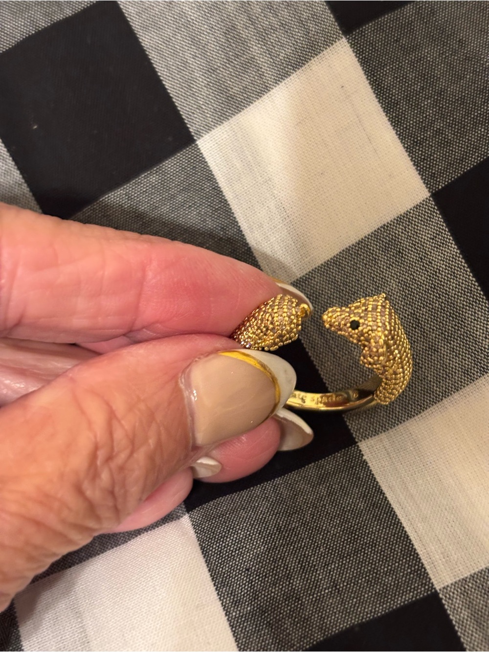 Gold Tone Alligator Head Open Ring